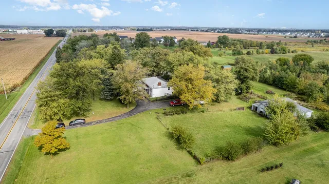 a view of a lake with a city