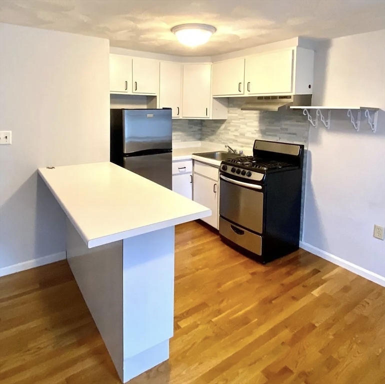145 Princeton Street, Unit 2 Boston, MA 02128 - Photo 2 of 5 a kitchen with stainless steel appliances granite countertop a stove a sink and a refrigerator