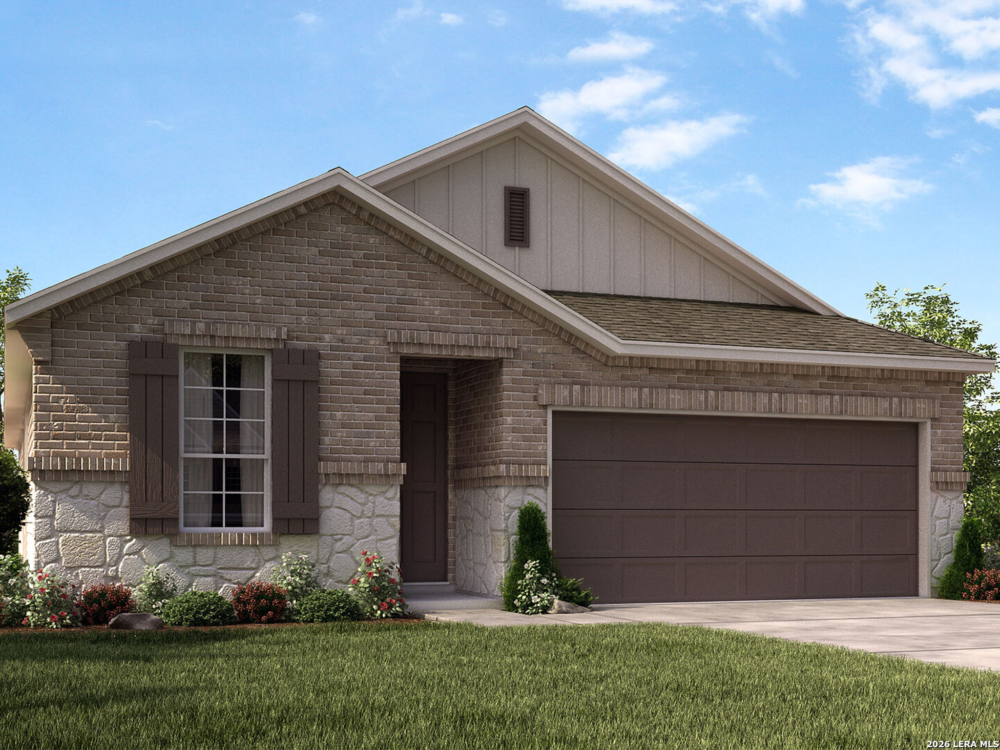 5432 Wrangler Way Marion, TX 78124 - Photo 1 of 3 a front view of a house with a yard and garage