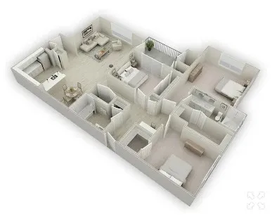 a living room with furniture