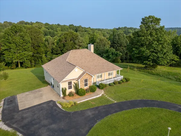an aerial view of a house