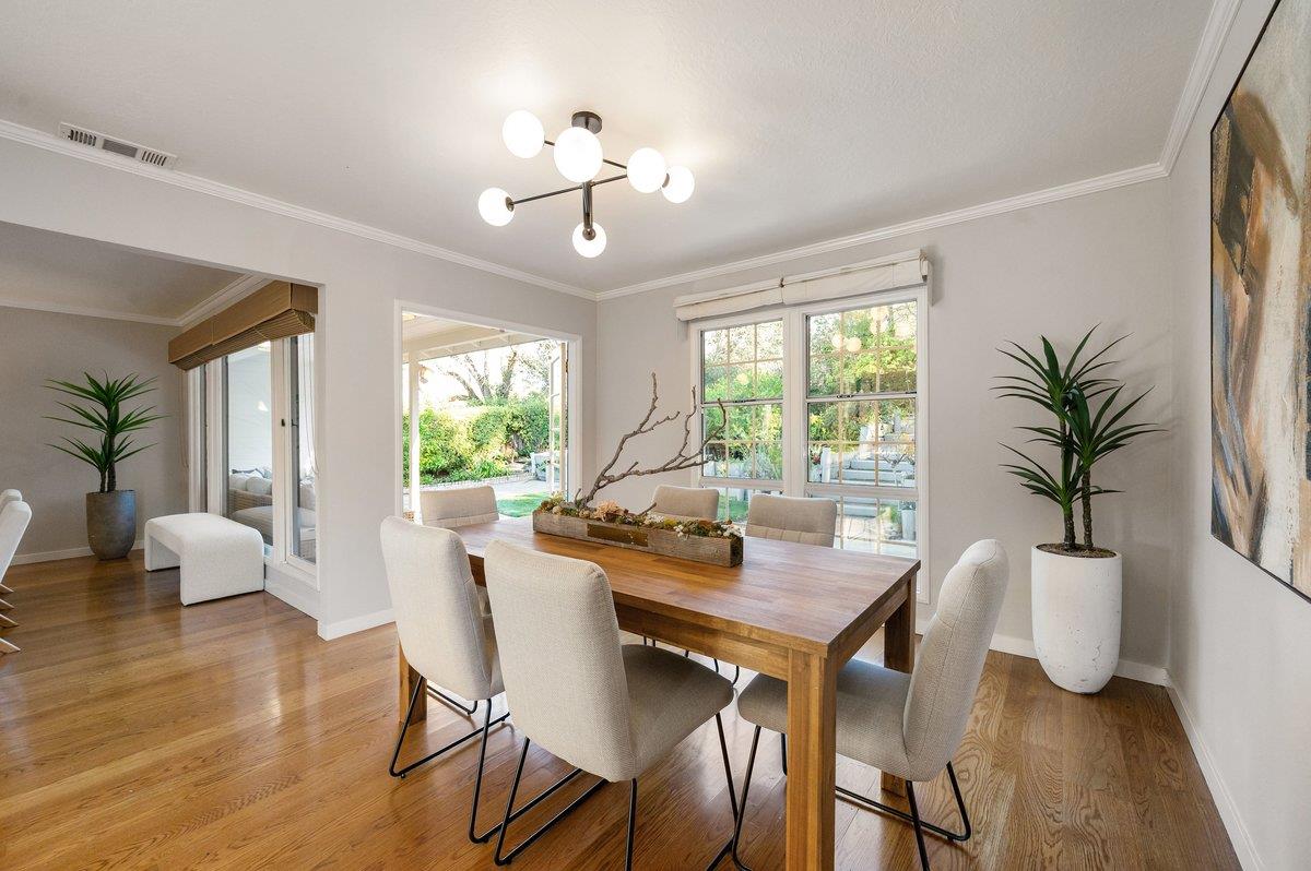 1277 Edgewood Road Redwood City, CA 94062 - Photo 19 of 49 a view of a dining room with furniture window and wooden floor