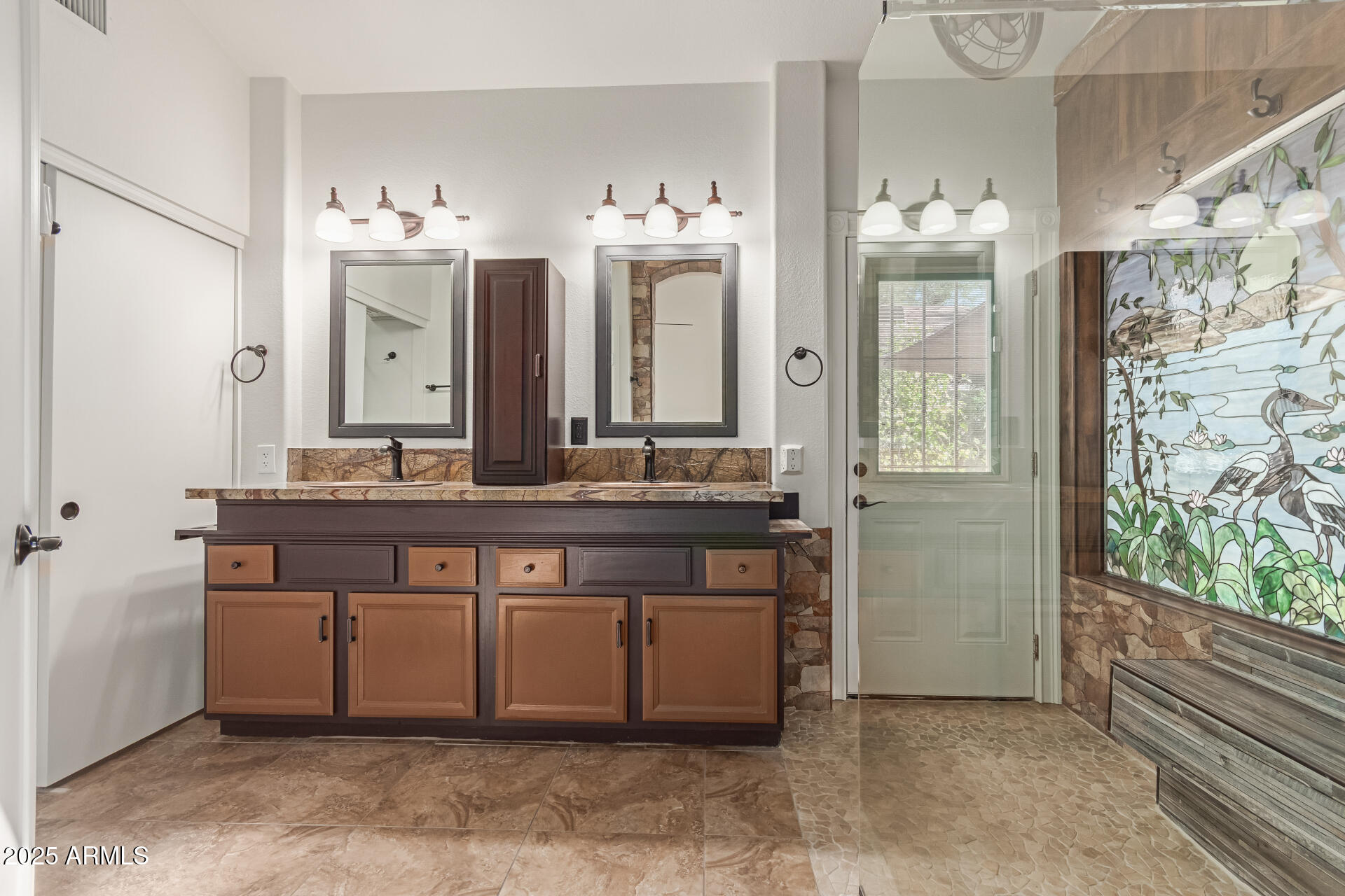 2107 East Marco Polo Road Phoenix, AZ 85024 - Photo 16 of 36 a spacious bathroom with a granite countertop sink and a mirror