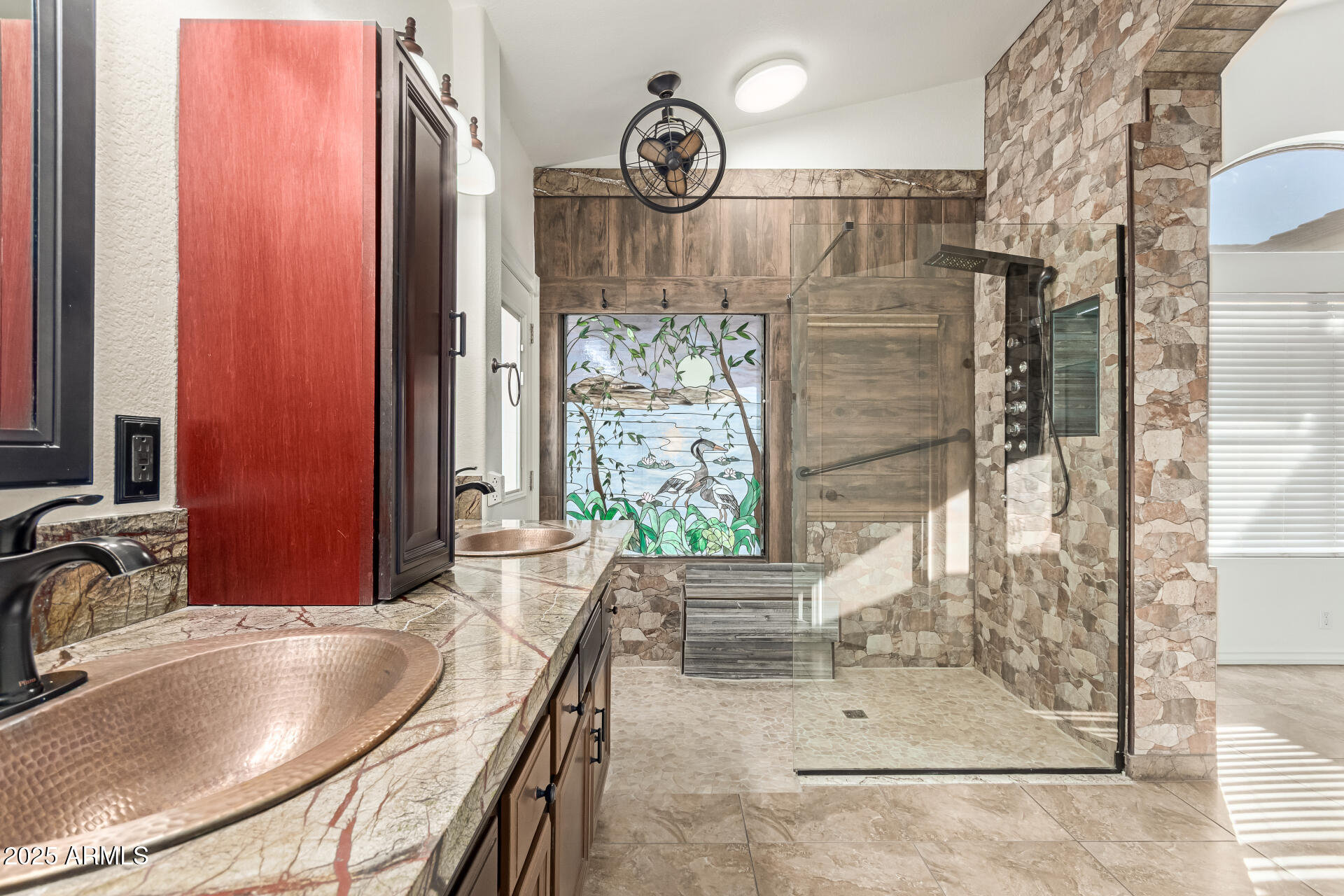 2107 East Marco Polo Road Phoenix, AZ 85024 - Photo 17 of 36 a bathroom with a granite countertop sink and a mirror