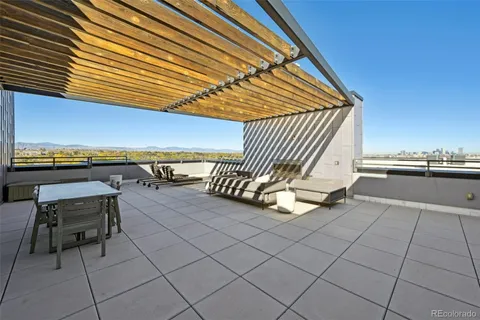 a view of a terrace with seating space