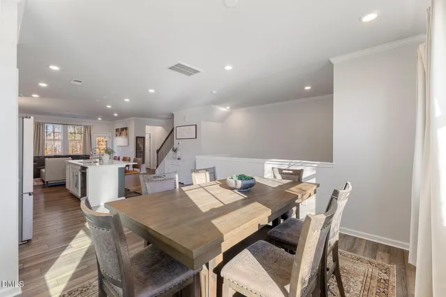 a view of a dining area with furniture