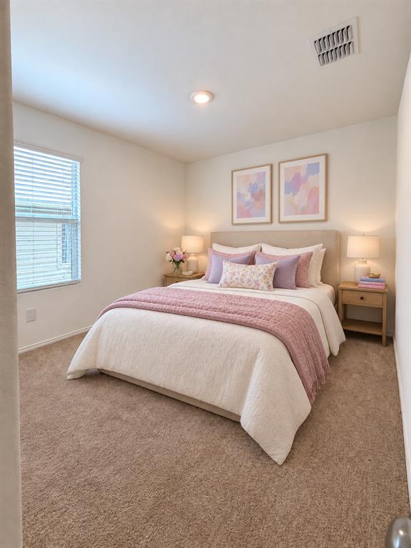 11726 Bone Spg Drive Rhome, TX 76078 - Photo 20 of 29 *Virtually Staged* Comfortable secondary bedroom featuring neutral carpeting, recessed lighting, and a window for natural light.