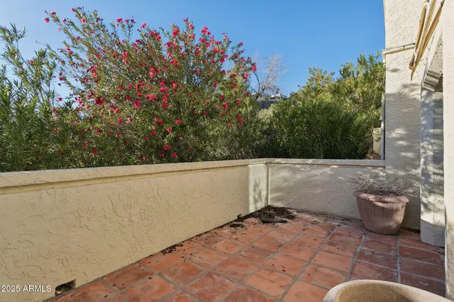 a view of a lake with a terrace