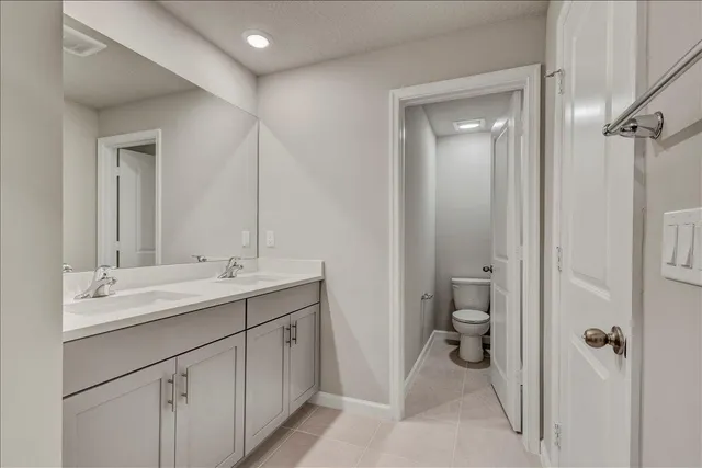 an aerial view of a house with a garden