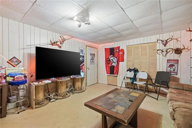 a view of balcony with wooden floor