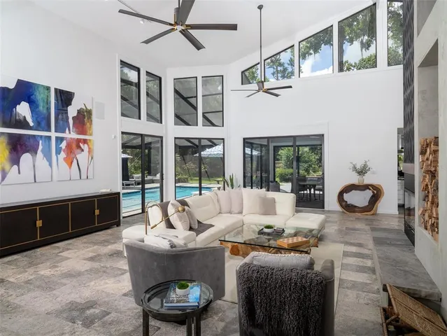 a living room with furniture