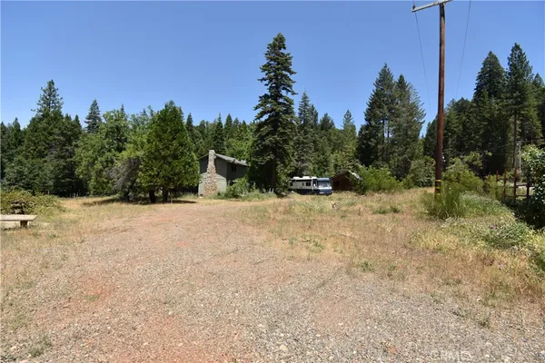 a view of outdoor space with trees all around