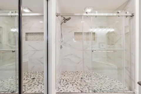 a bathroom with a shower