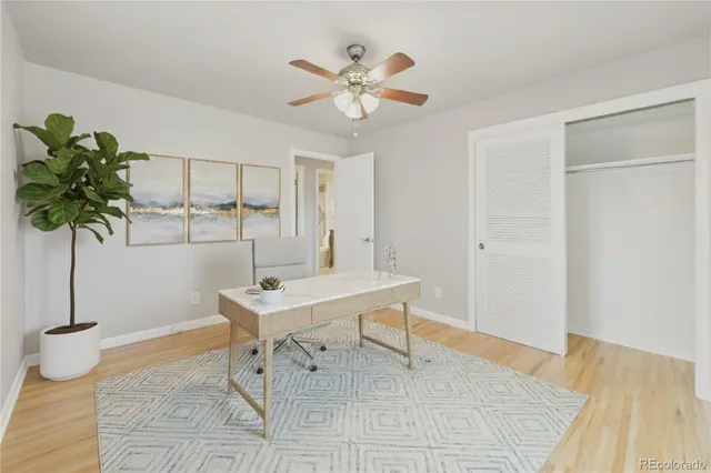 a workspace with furniture and window