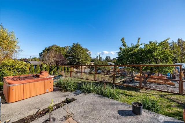 a view of a street with sitting area