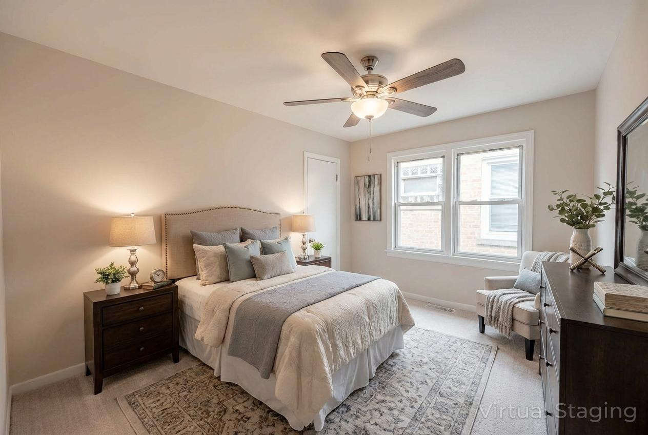 7920 South Mozart Street Chicago, IL 60652 - Photo 4 of 9 a bedroom with bed couch and window