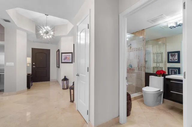 a view of a city and flower garden