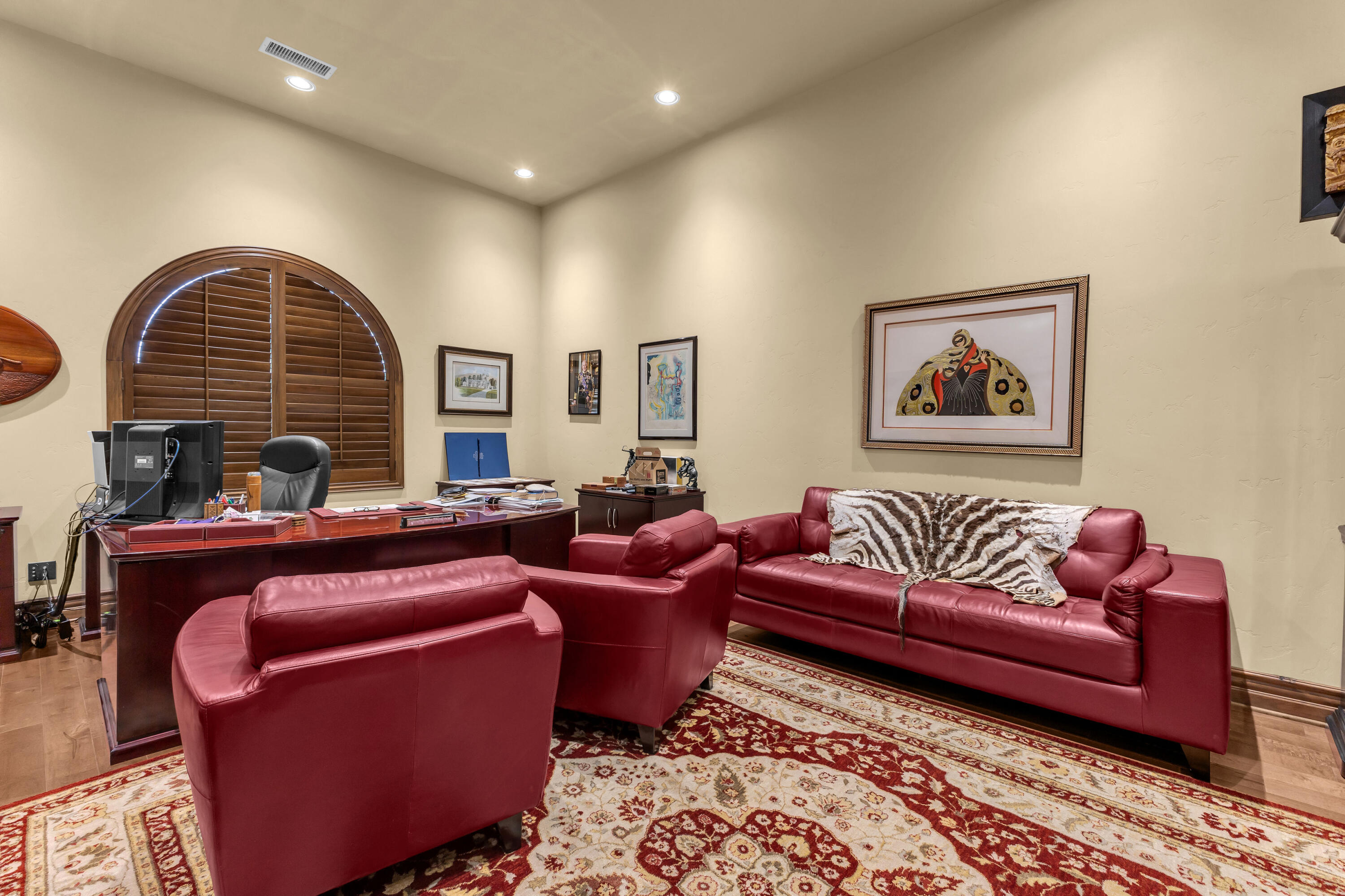 39345 San Ignacio Road Hemet, CA 92544 - Photo 46 of 110 a living room with furniture two windows and a fireplace