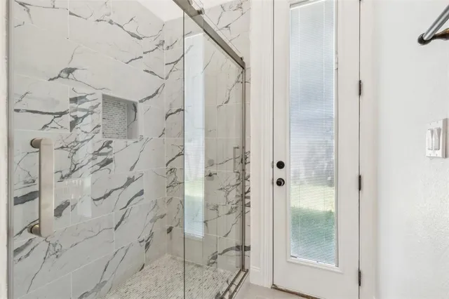 a bathroom with a shower