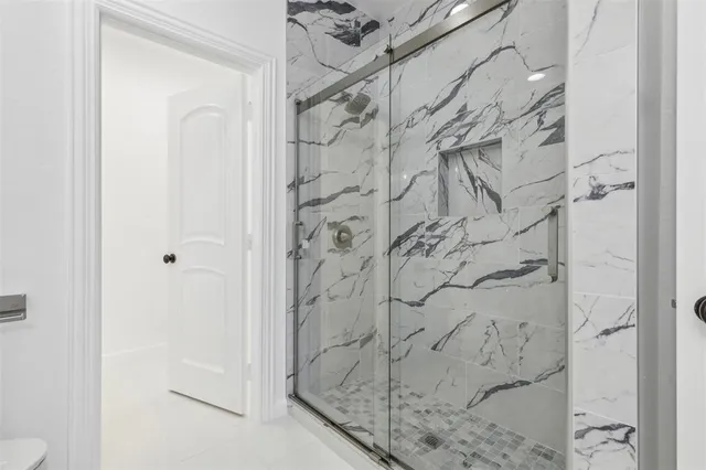 a bathroom with a shower