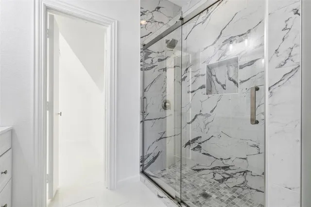 a bathroom with a shower