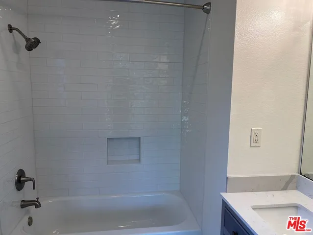 a bathroom with a bathtub