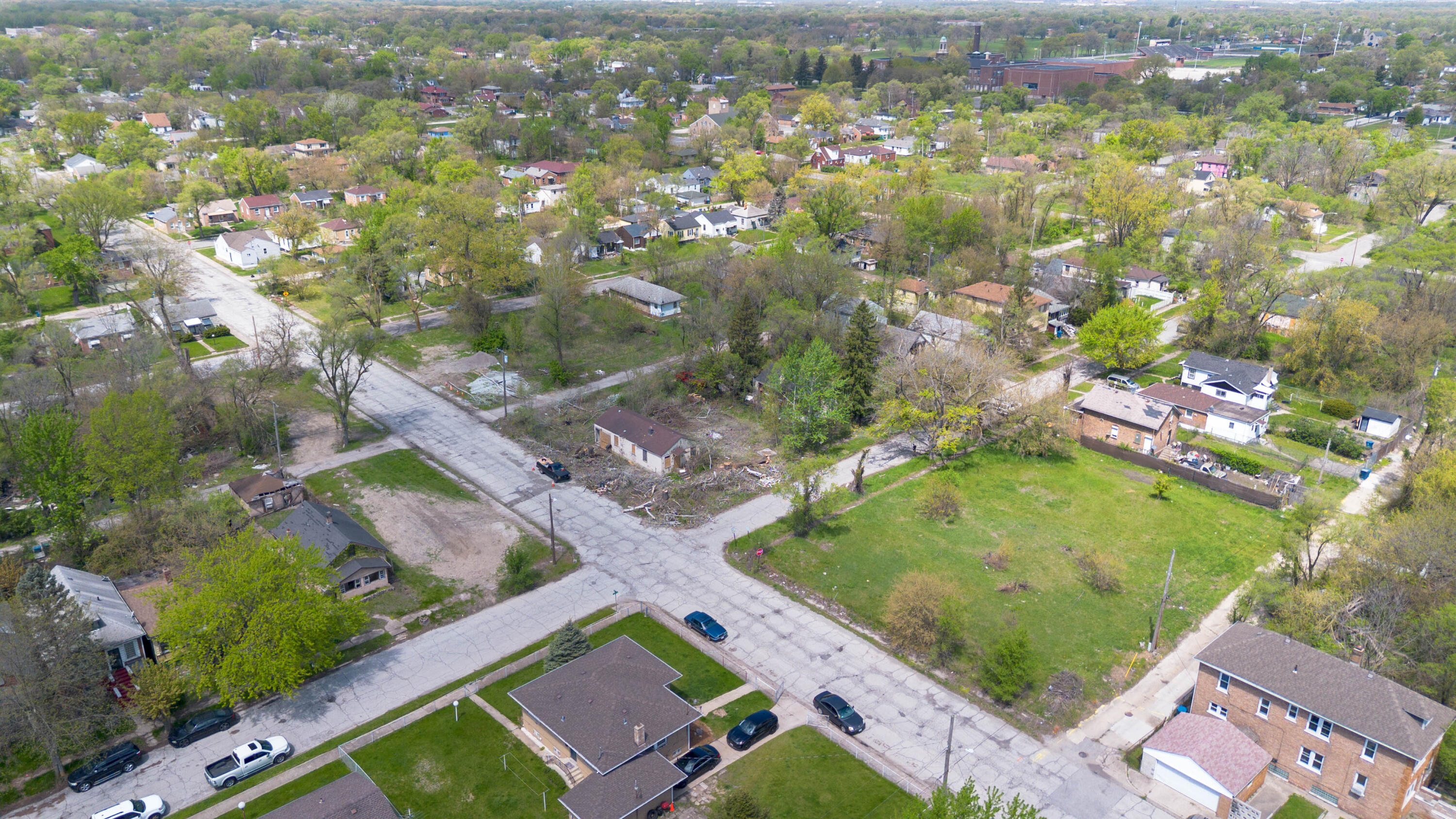 2668 Madison Street Gary, IN 46407 - Photo 12 of 13 an aerial view of residential houses with outdoor space and trees