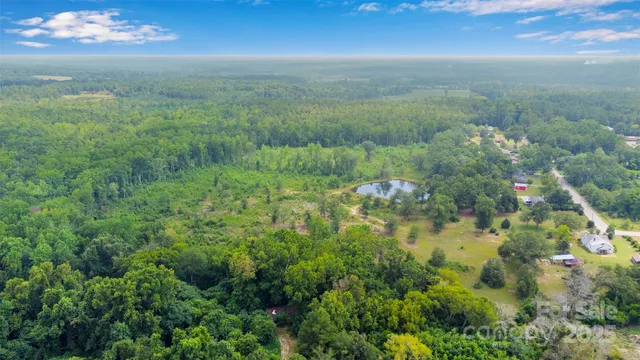 a view of a lake and green space