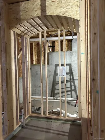 a view of a balcony with door