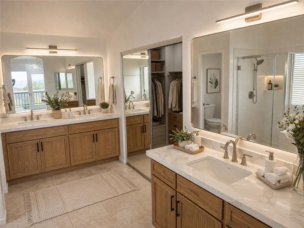 731 Raphael Circle Corona, CA 92882 - Photo 11 of 28 a bathroom with a sink and a mirror