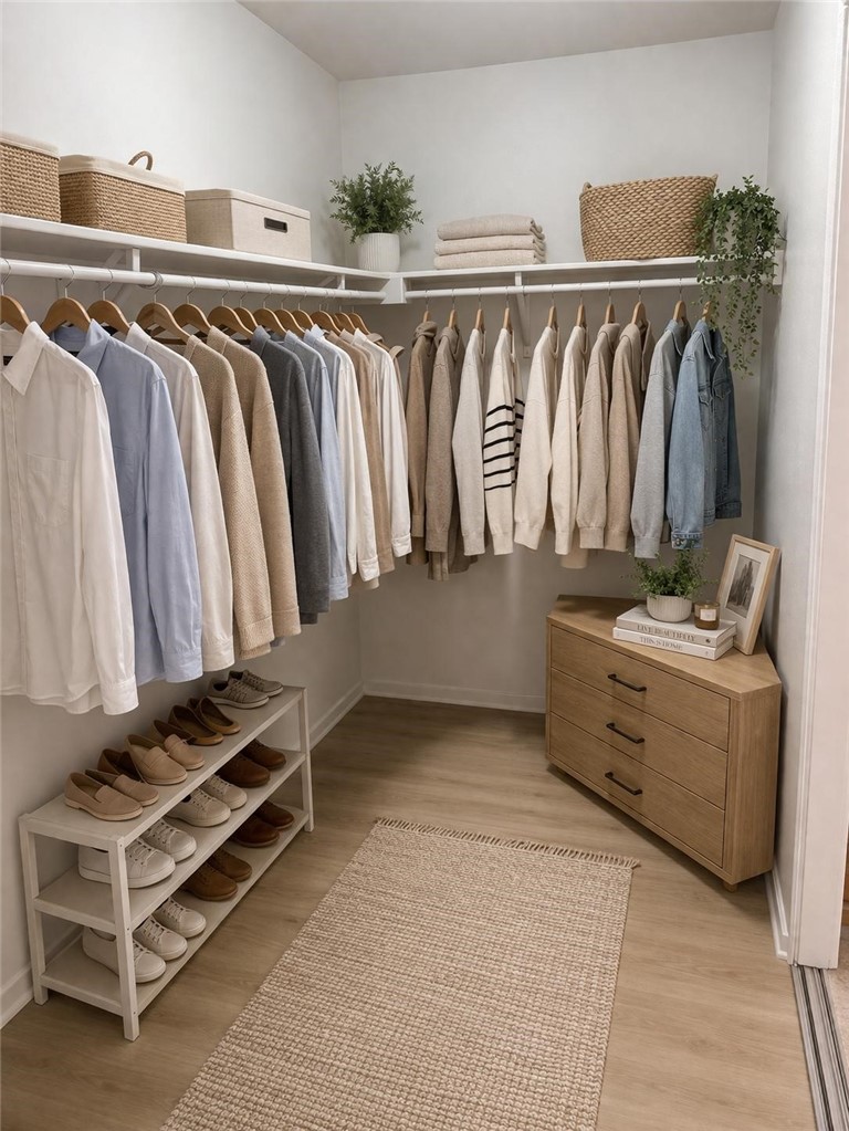 731 Raphael Circle Corona, CA 92882 - Photo 13 of 28 a view of walk in closet with clothes and shoes