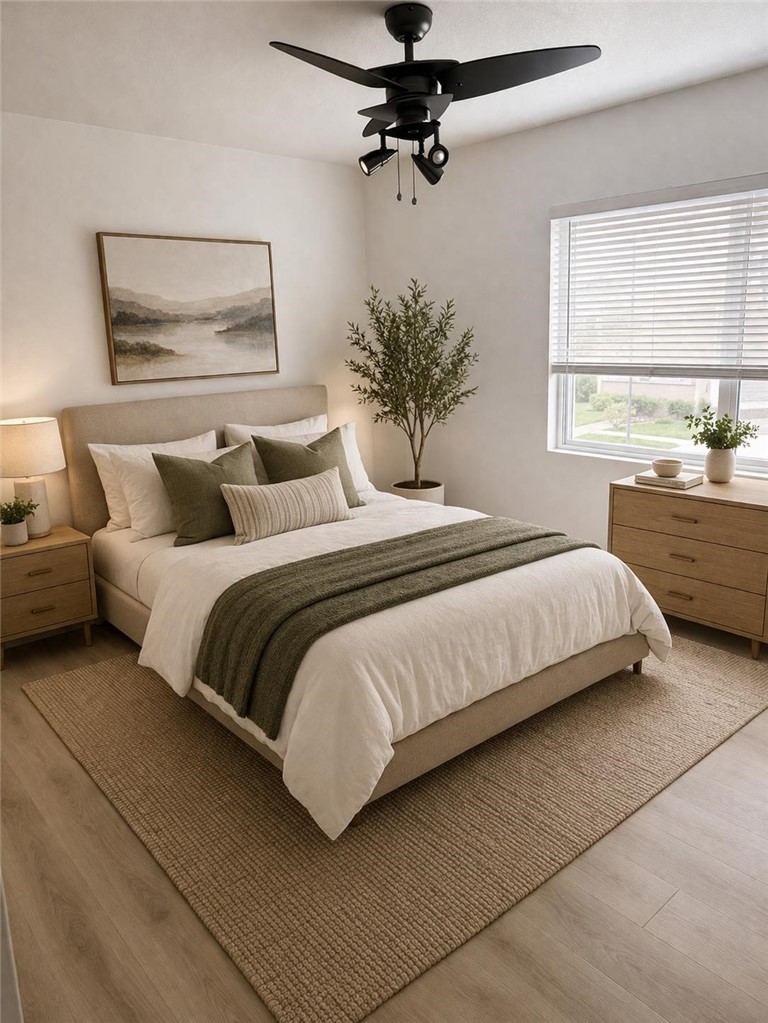 731 Raphael Circle Corona, CA 92882 - Photo 19 of 28 a bedroom with a large bed and a chandelier