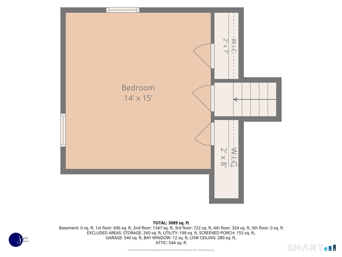 361 Miles Road Orange, CT 06477 - Photo 38 of 40 FLOOR PLAN ~ upper level / 3rd Bedroom or Bonus Room