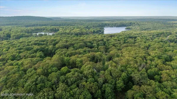 an aerial view of a houses with outdoor space and trees