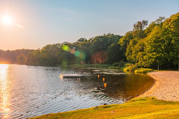 a view of a swimming pool with a yard