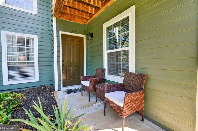 a outdoor living space with patio furniture