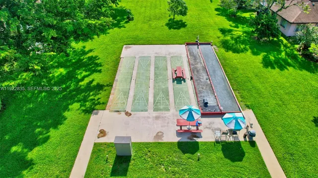 an aerial view of a house