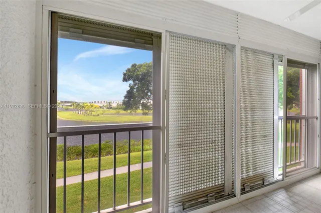 a view of a glass door