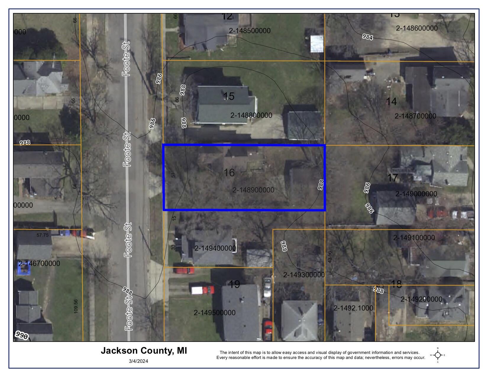 809 Foote Street Jackson, MI 49202 - Photo 2 of 6 809 Foote St Plat Map
