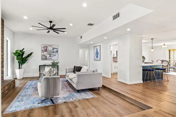 a living room with furniture