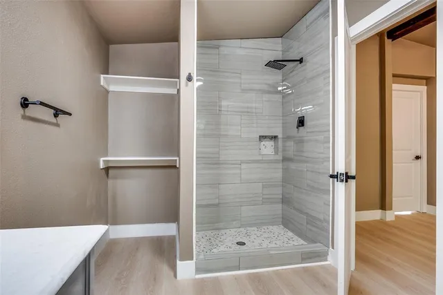 a bathroom with a shower