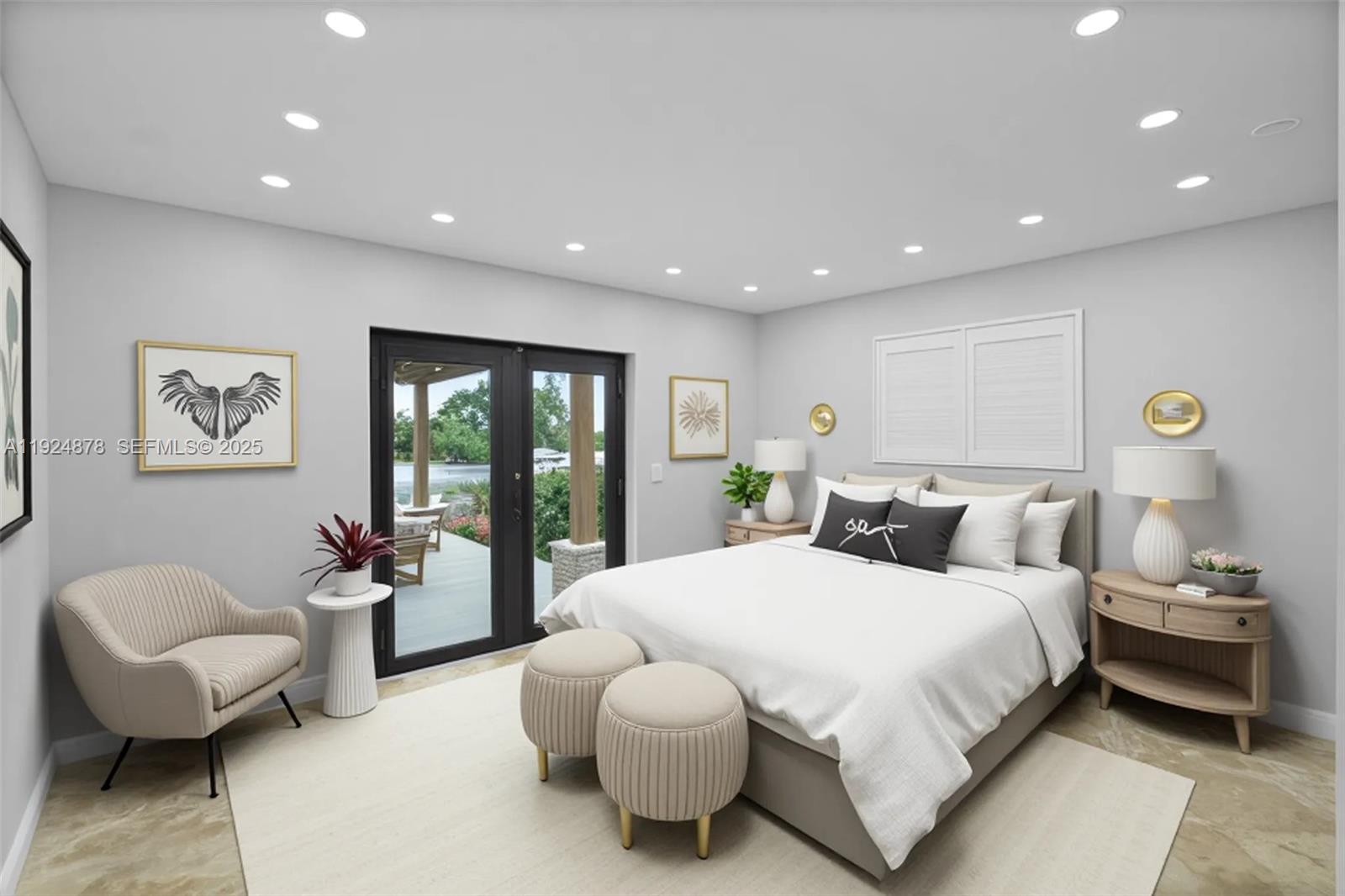 19911 Southwest 82nd Place Cutler Bay, FL 33189 - Photo 16 of 43 a bedroom with a bed and glass window