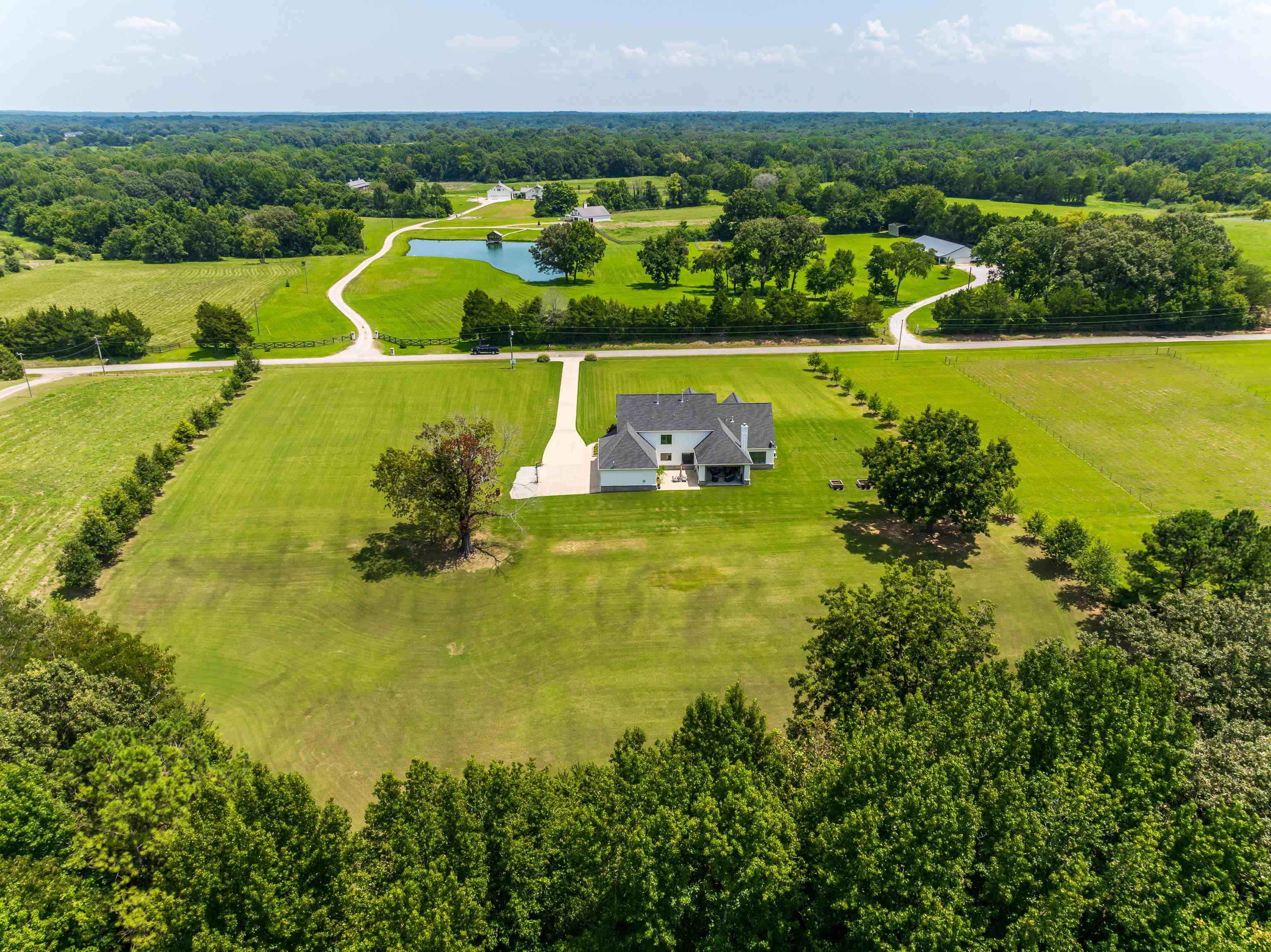 805 Shady Grove Road Williston, TN 38076 - Photo 40 of 40 Expansive green landscape with a private pond and winding paved driveway