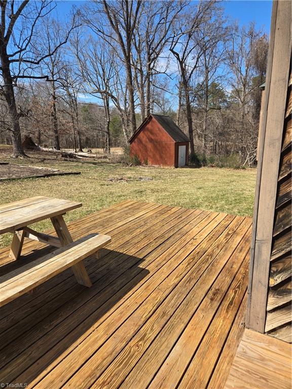 1077 Flat Shoals Road King, NC 27021 - Photo 40 of 46 Deck is perfect for grilling and enjoying the sunshine. Storage building conveys.