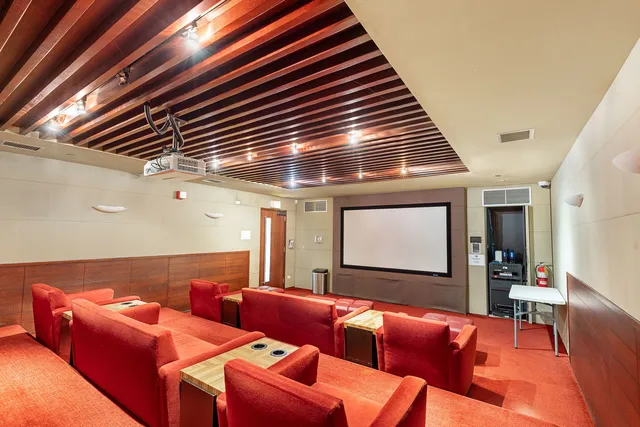 a projector room with furniture