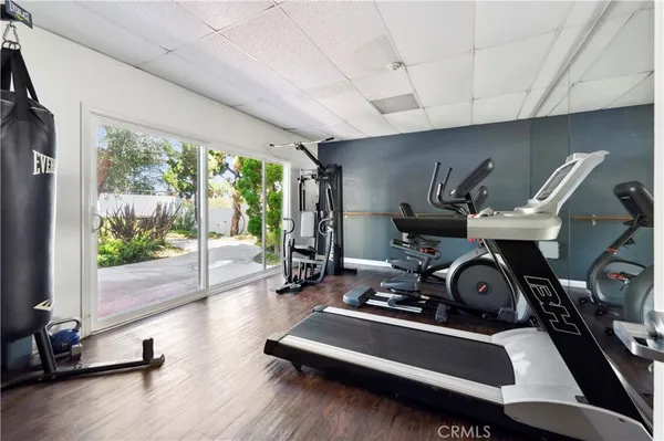 a view of a room with gym equipment
