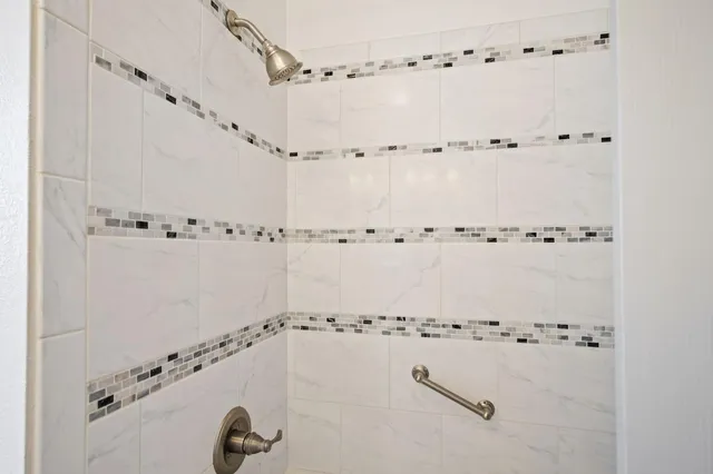 a bathroom with shower