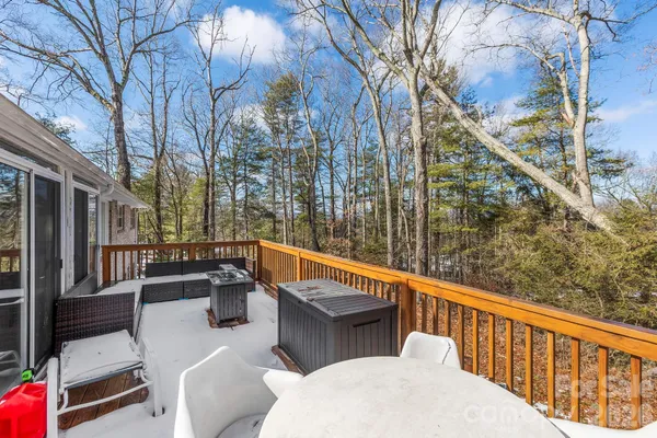 a view of balcony with couches