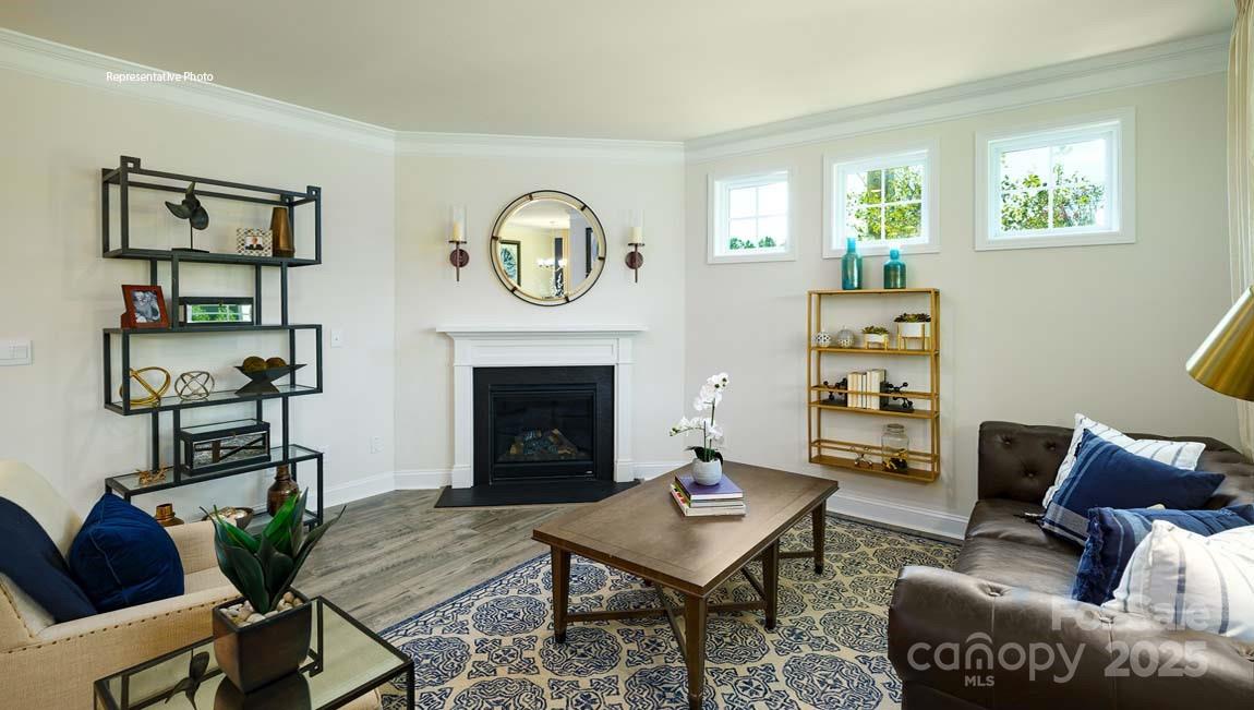 7641 Bainbridge Road Sherrills Ford, NC 28673 - Photo 10 of 29 a living room with furniture a rug and a fireplace