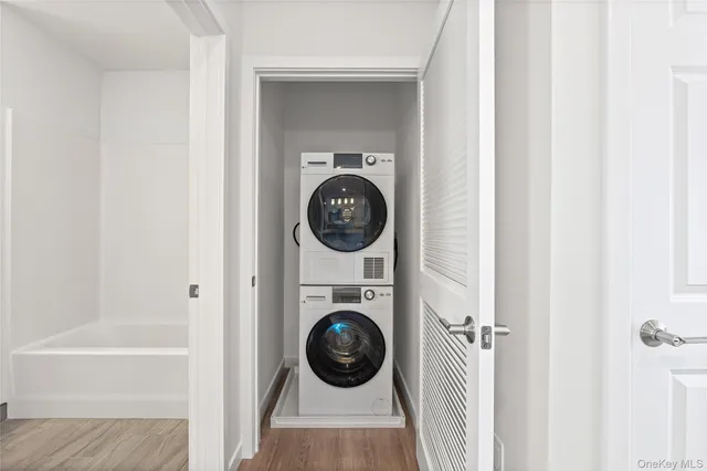 a view of washer and dryer in a utility room